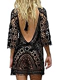 EDOTON Costumi Interi da Bagno per Donna, Costume da Bagno Bikini in Crochet con Pizzo Aperto (C-nero)