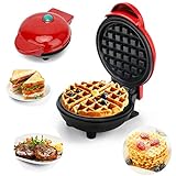 LOMUG Mini Waffles Cialde Piastra, con Rivestimento Antiaderente, 350W Elettrico da Cialdiera, per...