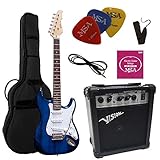 CHITARRE ELETRICHE BLU TRASPARENTE - CHITARRA ELETTRICA BLU - SET CON AMPLIFICATORE DA 20WATT - BORSA -...