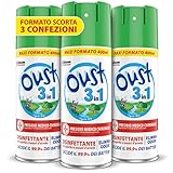 Oust 3 in 1 Spray Elimina Odori Disinfettante per Tessuti d'Arredo e Superfici, Uccide il 99,9% dei...