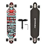 Longboard Skateboard Cruiser 7 strati in legno d'acero con cuscinetti ABEC-11 e strumenti a T (Haida)