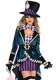 LEG AVENUE- Delightful Hatter Costumi, Multicolore, Größe: S (EUR 36), 85592-10101-S-Mltclr-Mltclr-S
