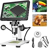 Microscopio Digitale 7' 1200x 12MP Microscopio Elettronico con Schermo Ruotabile HD/ 8 Luci LED/12...