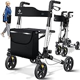 KESSER Leggero deambulatore pieghevole Girello ultraleggero con 4 ruote Premium in alluminio Rollator Set...