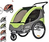 PAPILIOSHOP MOVER Rimorchio carrello e passeggino per trasporto 1 o 2 bambini (Verde)