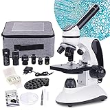 40X-2000X Microscopio per Bambini Adulti Microscopio Studente a Doppia Illuminazione a LED con Kit...