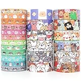 Voolcaoo Carino Animali Washi Tape Set - 24 Rotoli di Kawaii Pastello Nastro Adesivo decorativo per Fai...
